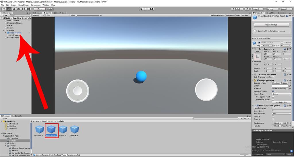 Mobile_Joystick_Controller Using C Scripts In Unity